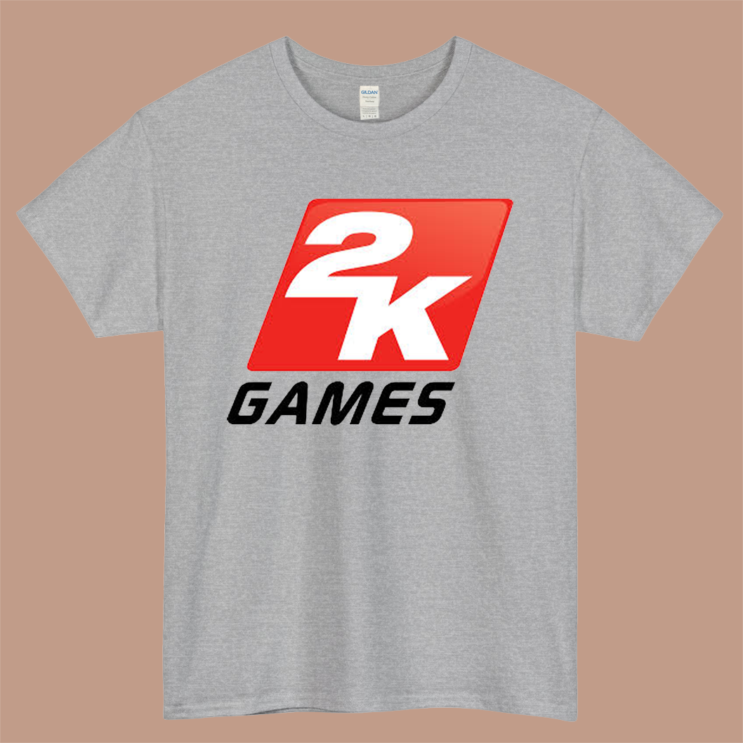 2K Games Logo Mens Unisex Short Sleeve Gray T-Shirt Size S-3XL