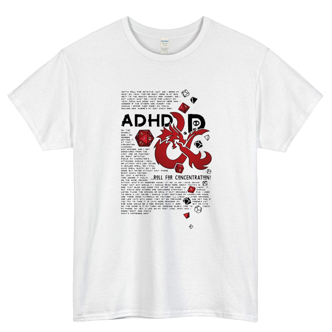 ADHD&D-Roll for concentration Mens Unisex T-Shirt Size S-3XL - P