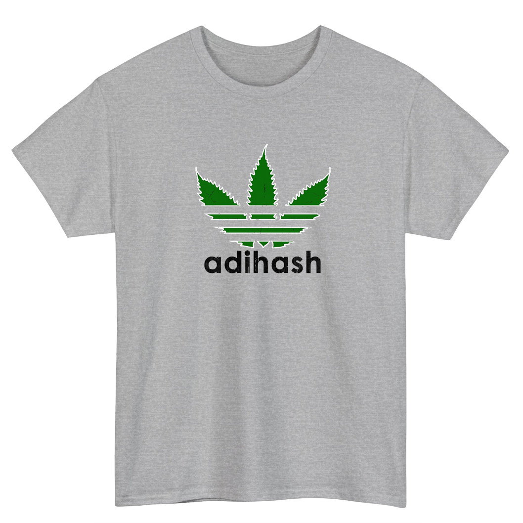 Adihash white gray Logo Mens Unisex Short Sleeve T-Shirt Size S-3XL - P