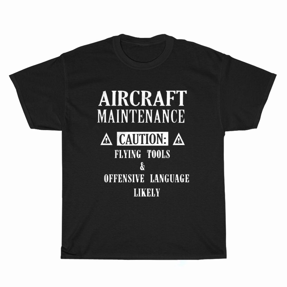 Aircraft Maintenance Caution Flying Logo Unisex Men's T Shirt Size S to 3XL