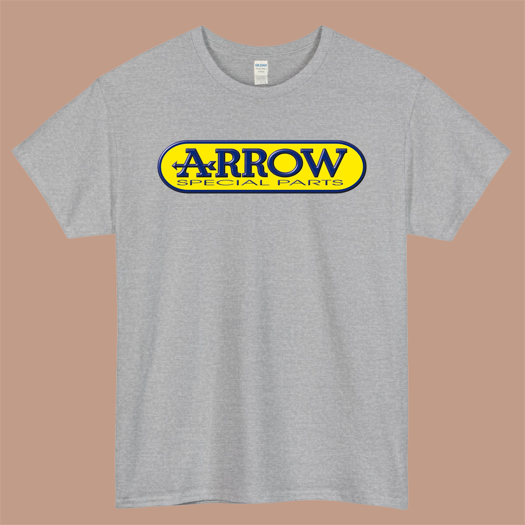 Arrow Motorcycles Exhausts Logo Mens Unisex Short Sleeve Gray T-Shirt Size S-3XL