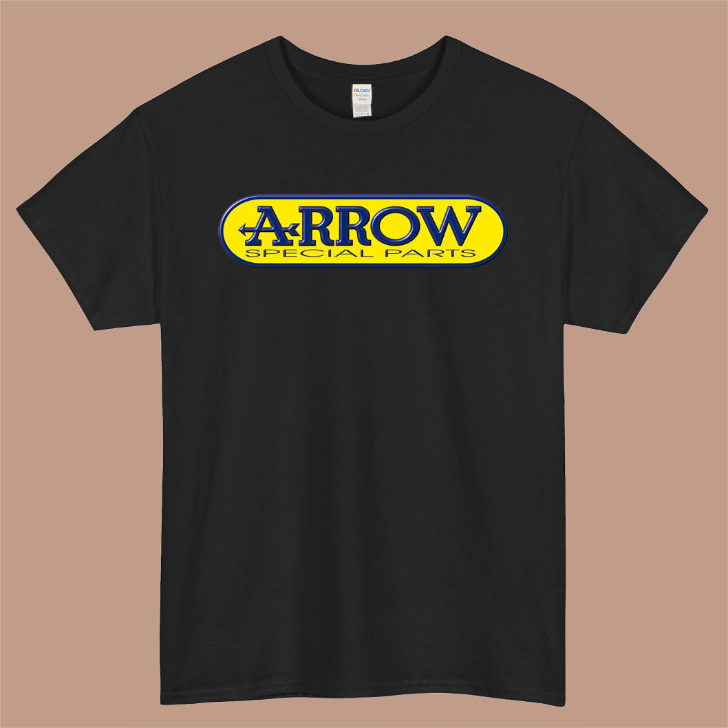Arrow Motorcycles Exhausts Logo Mens Unisex Short Sleeve Black T-Shirt Size S-3XL