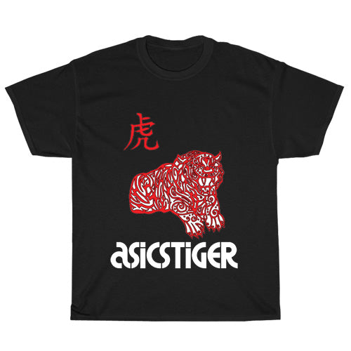 Asics Tiger Logo Mens Unisex Short Sleeve Black T-Shirt Size S-3XL