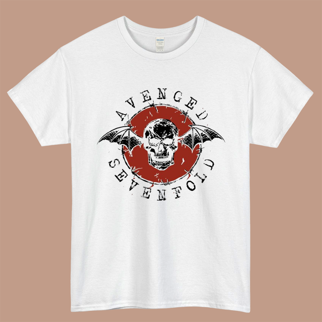 Avenged Sevenfold Drawstring Logo Mens Unisex Short Sleeve White T-Shirt Size S-3XL