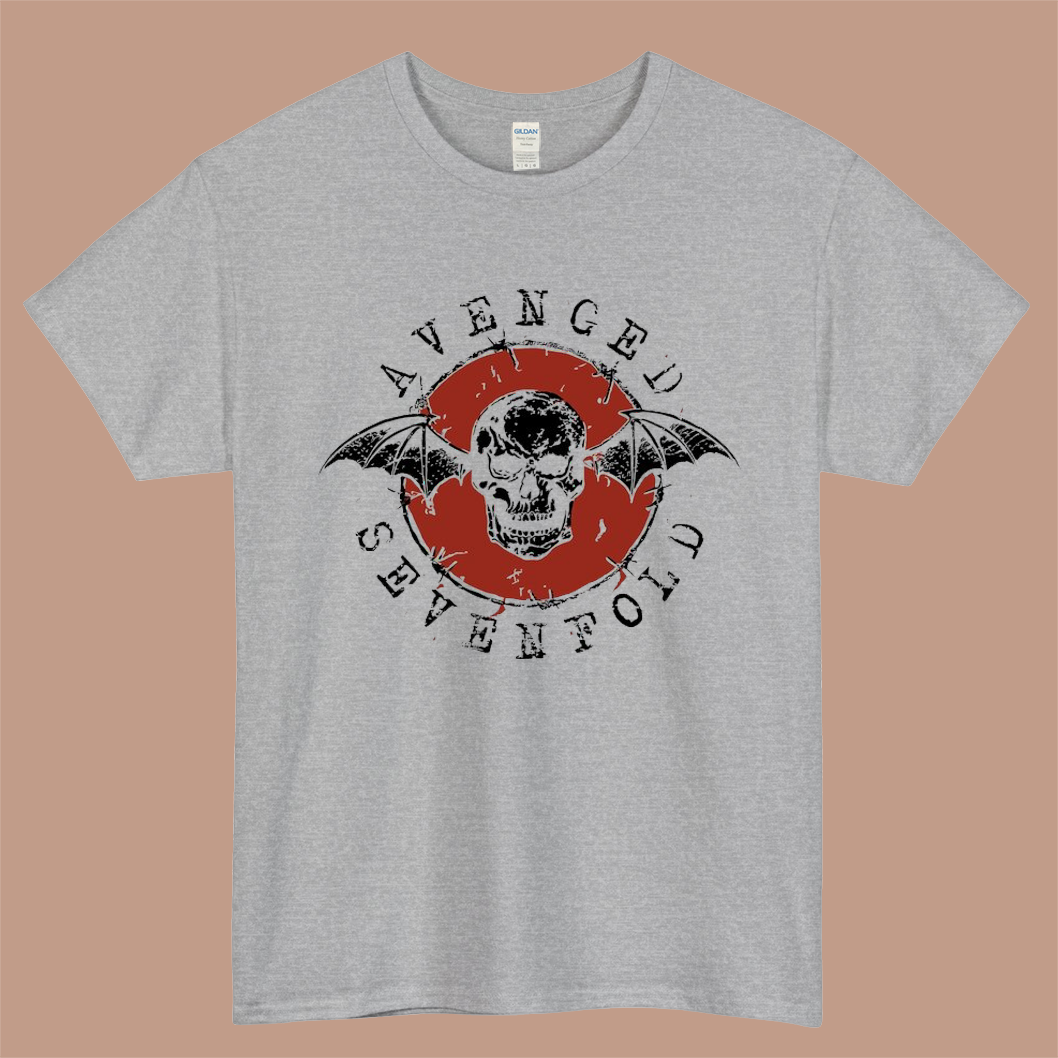 Avenged Sevenfold Drawstring Logo Mens Unisex Short Sleeve Gray T-Shirt Size S-3XL