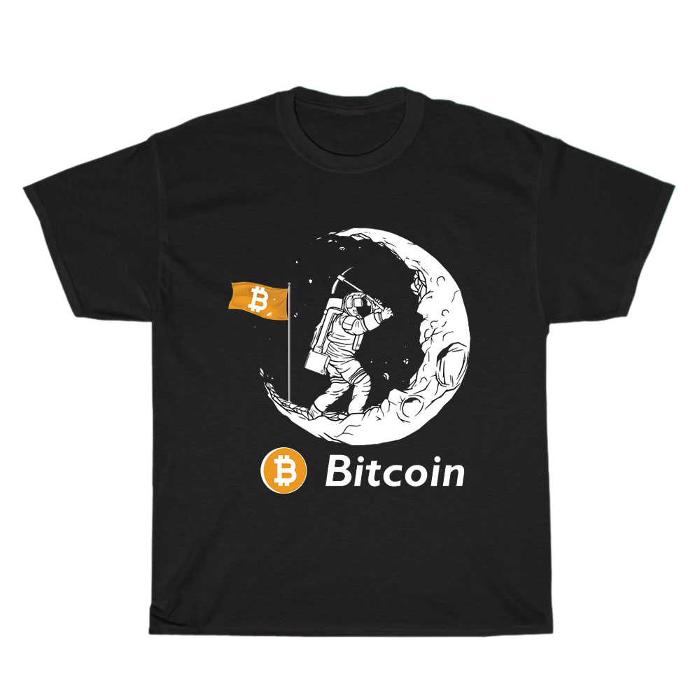 Bitcoin Btc Astronaut To The Crypto logo Men's Unisex T Shirt Size S to 3XL