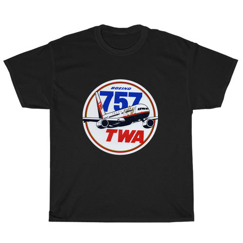 Boeing 757 Logo Active Logo Mens Unisex Short Sleeve Black T-Shirt Size S-3XL