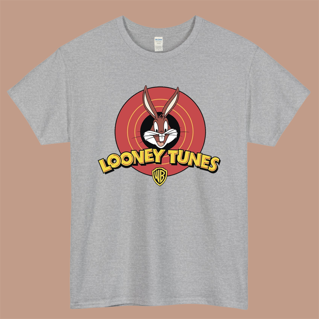 Bugs Bunny Daffy Duck Looney Tunes Logo Mens Unisex Short Sleeve Gray T-Shirt Size S-3XL