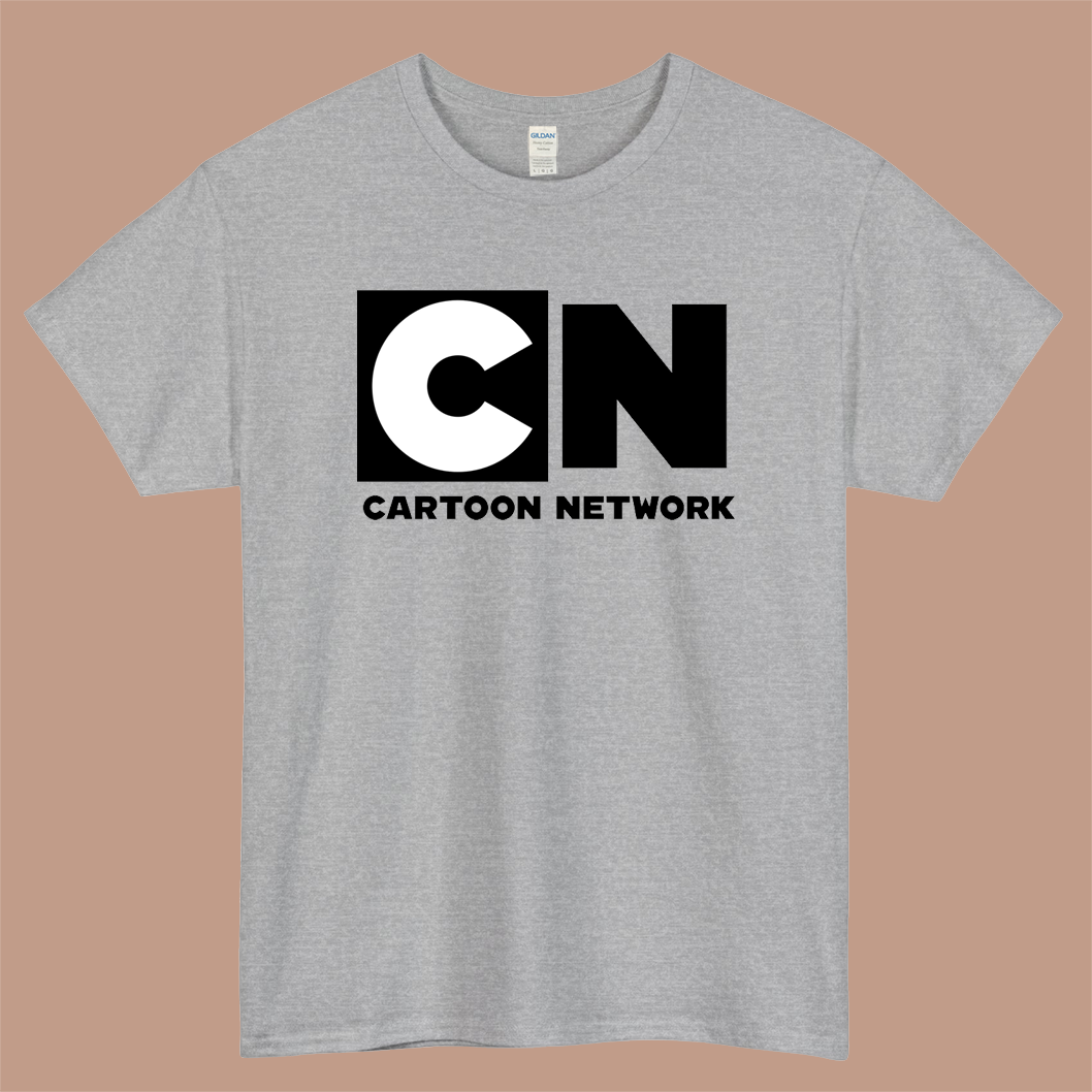 CN - Cartoon Network Logo Mens Unisex Short Sleeve Gray T-Shirt Size S-3XL