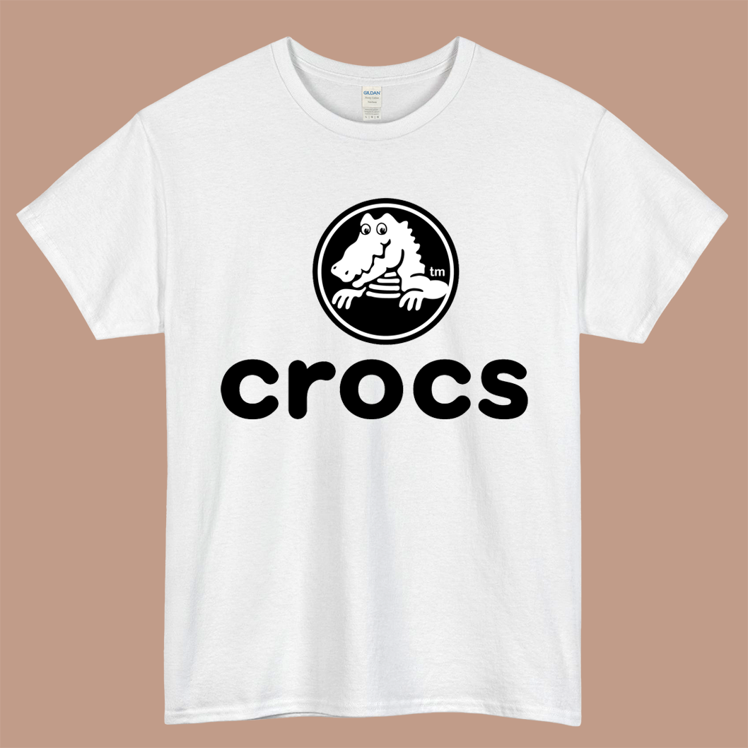CROCS Logo Mens Unisex Short Sleeve White T-Shirt Size S-3XL