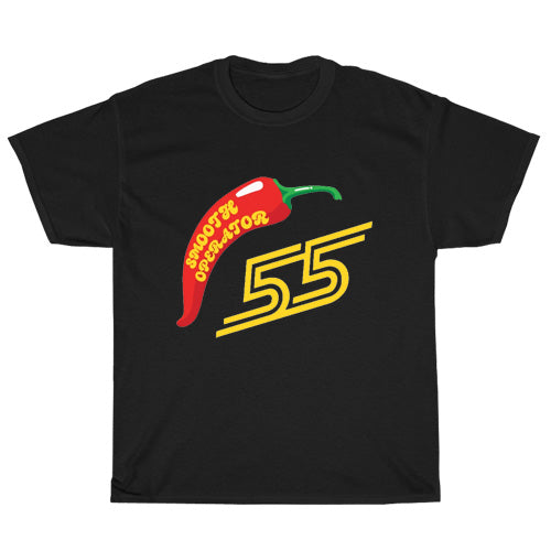 Carlos Sainz - Round Chili Smooth Operator Logo Mens Unisex Short Sleeve Black T-Shirt Size S-3XL