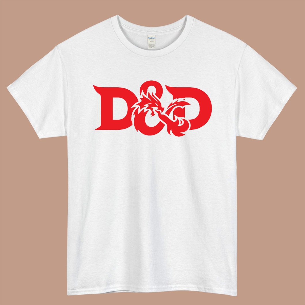 D&D Logo Mens Unisex Short Sleeve White T-Shirt Size S-3XL