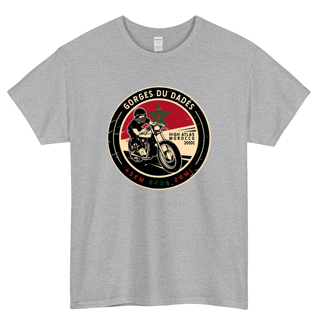 Dades-Gorge Morocco Motorcycle Logo Mens Unisex Short Sleeve T-Shirt Size S-3XL - P