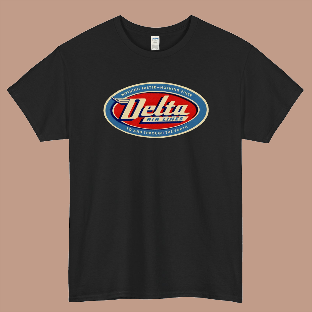 Delta Air Lines 1955 Logo Mens Unisex Short Sleeve Black T-Shirt Size S-3XL