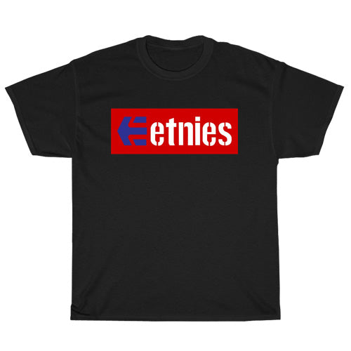 Etnies Orange Retro Essential Logo Mens Unisex Short Sleeve Black T-Shirt Size S-3XL