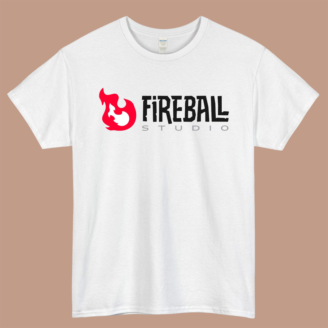 Fireball Studio Logo Mens Unisex Short Sleeve White T-Shirt Size S-3XL