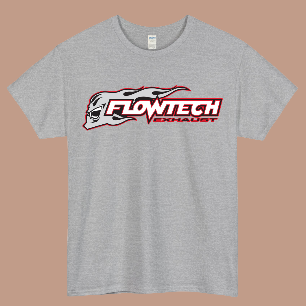 Flowtech Exhaust Logo Mens Unisex Short Sleeve Gray T-Shirt Size S-3XL