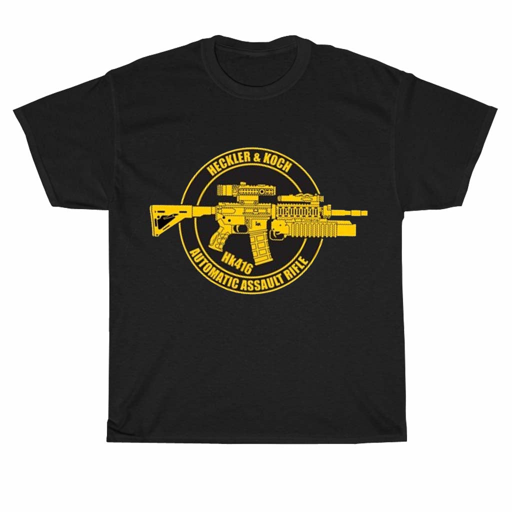 HK Hechler & Koch Automatic Assault Rifle HK416 Logo Men's Unisex T Shirt Size S to 3XL