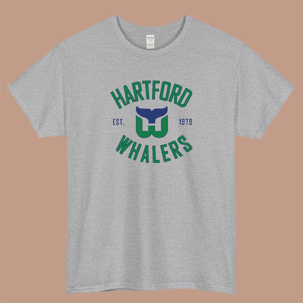 Hartford Whalers Distressed Est 1979 Logo Mens Unisex Short Sleeve T-Shirt Size S-3XL - P