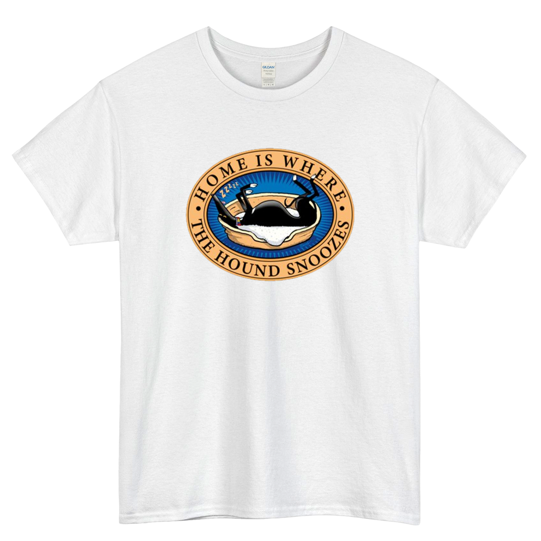Home is where the Hound snoozes Logo Mens Unisex Short Sleeve T-Shirt Size S-3XL - P