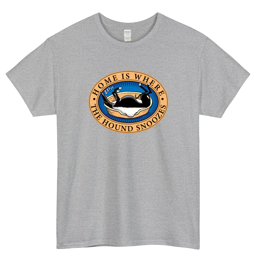 Home is where the Hound snoozes Logo Mens Unisex Short Sleeve T-Shirt Size S-3XL - P