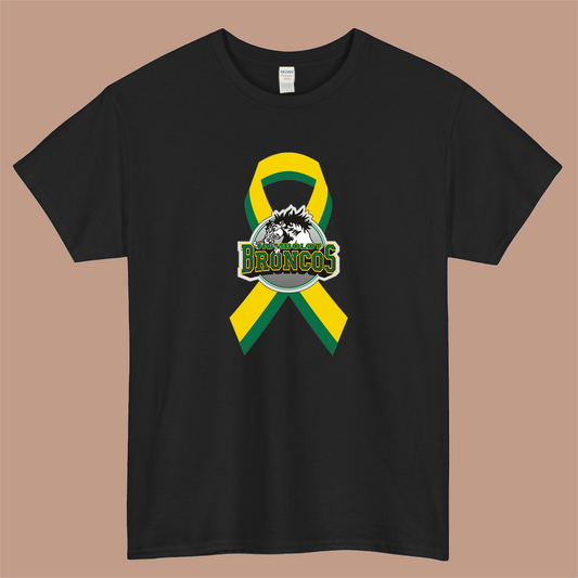 Humboldt Broncos Ribbon Logo Mens Unisex Short Sleeve T-Shirt Size S-3XL - P