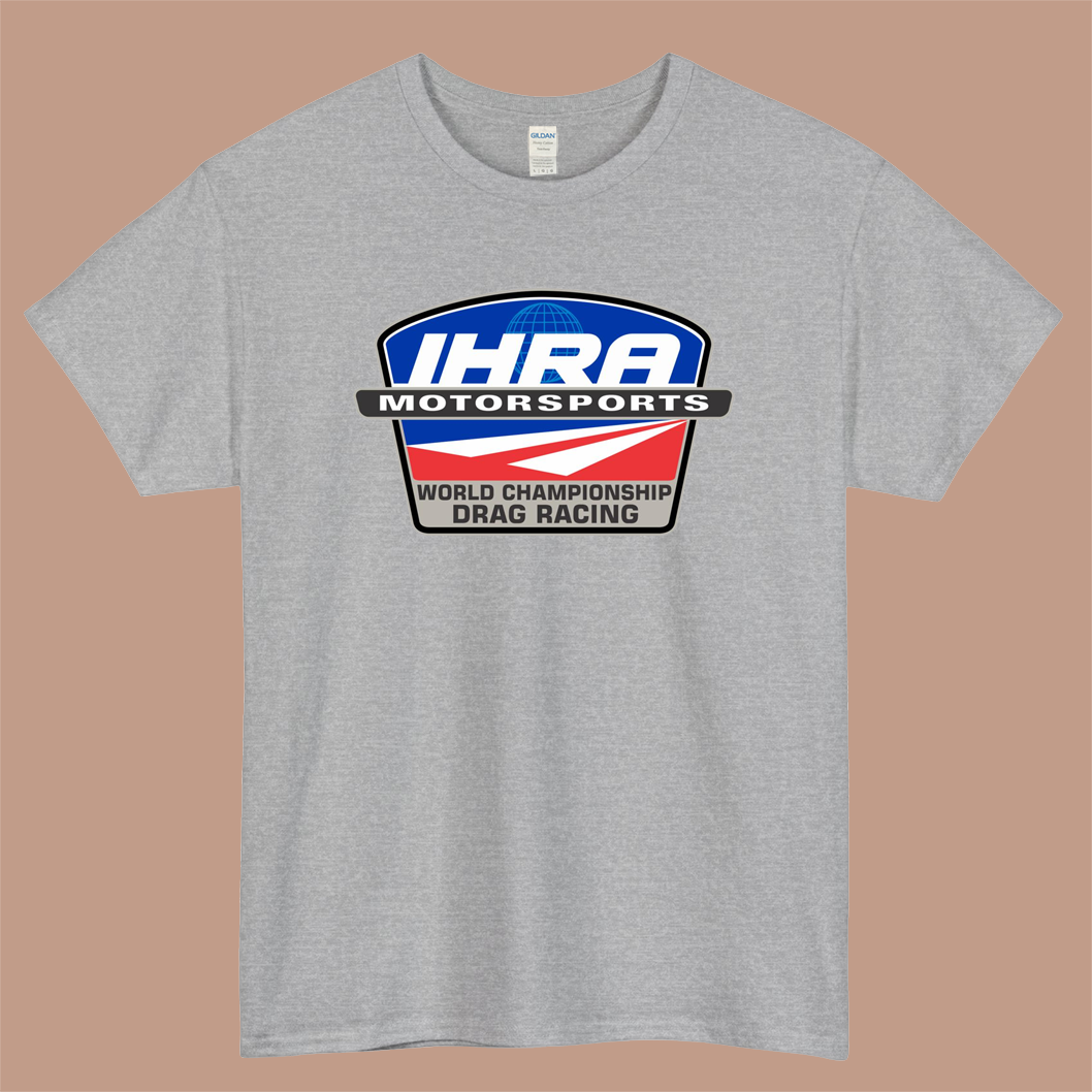 IHRA Motorsports Drag Racing Logo Mens Unisex Short Sleeve Gray T-Shirt Size S-3XL