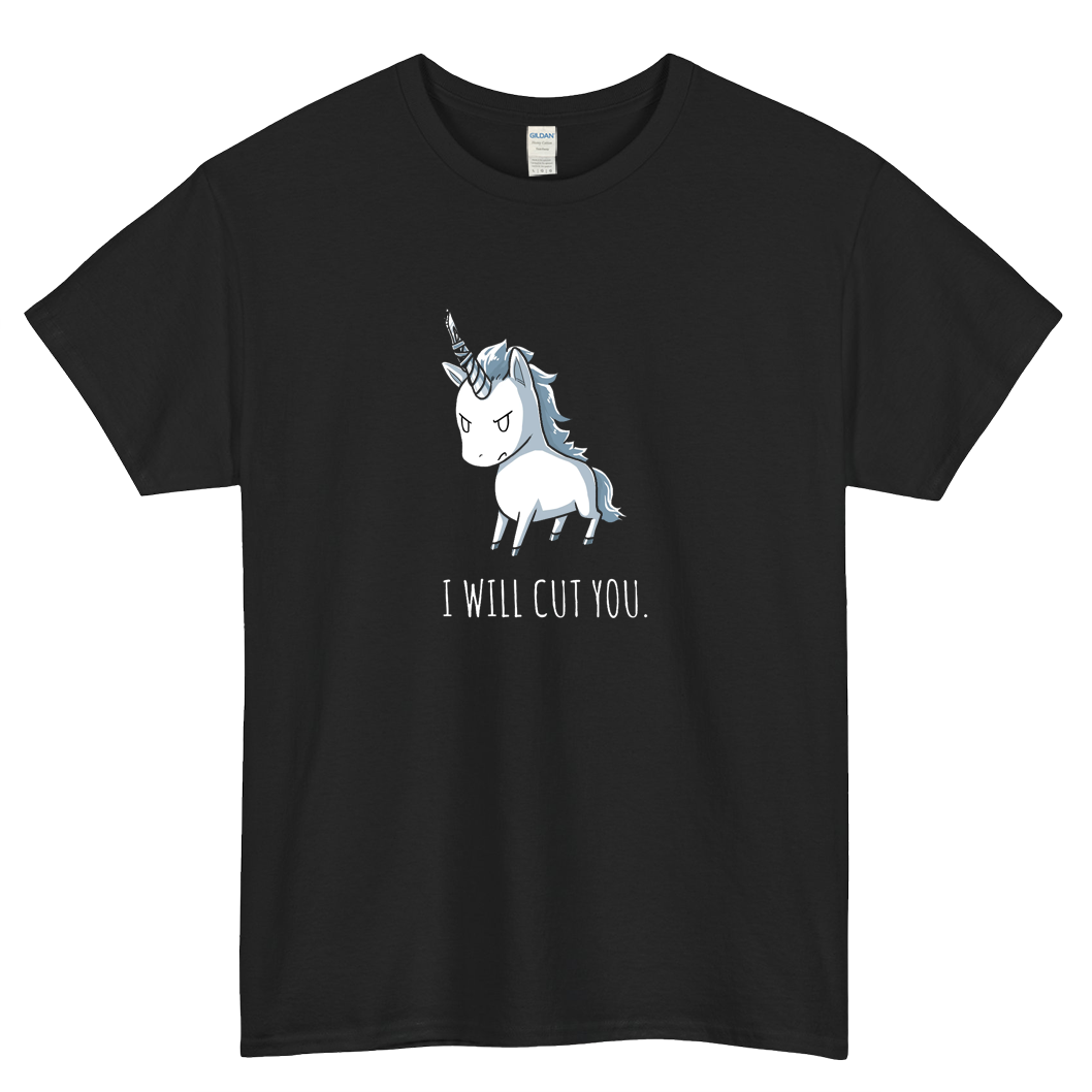 I Will Cut You Angry Unicorn Logo Mens Unisex Short Sleeve T-Shirt Size S-3XL - P