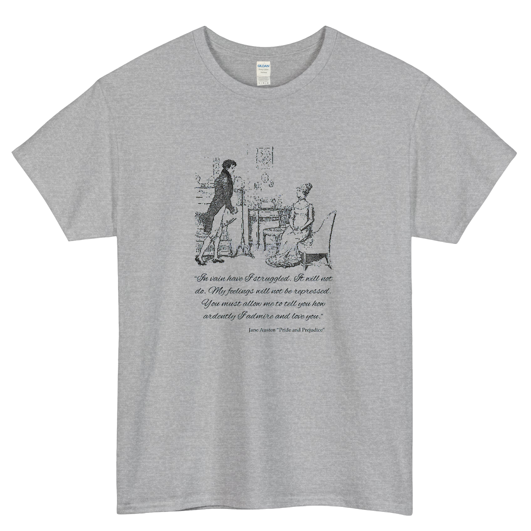 Jane Austen Vintage Book Club Mr Darcy & Lizzy Logo Mens Unisex Short Sleeve T-Shirt Size S-3XL - P