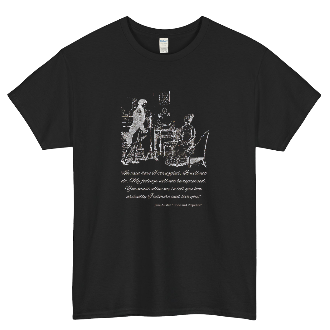 Jane Austen Vintage Book Club Mr Darcy & Lizzy Logo Mens Unisex Short Sleeve T-Shirt Size S-3XL - P