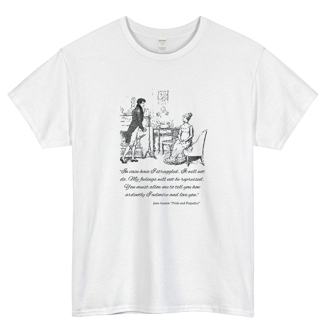 Jane Austen Vintage Book Club Mr Darcy & Lizzy Logo Mens Unisex Short Sleeve T-Shirt Size S-3XL - P