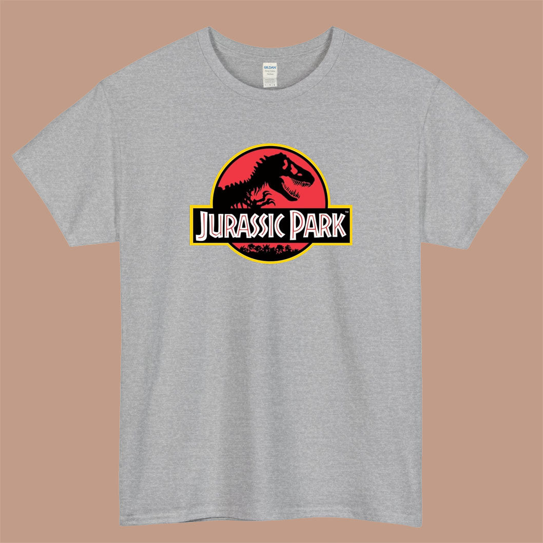 Jurassic Park Classic Retro Logo Mens Unisex Short Sleeve Gray T-Shirt Size S-3XL