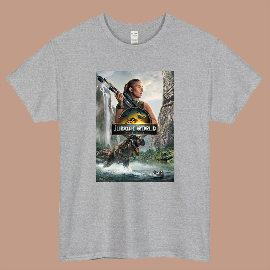 Jurassic World Rebirth Movie Logo Mens Unisex Short Sleeve Gray T-Shirt Size S-3XL