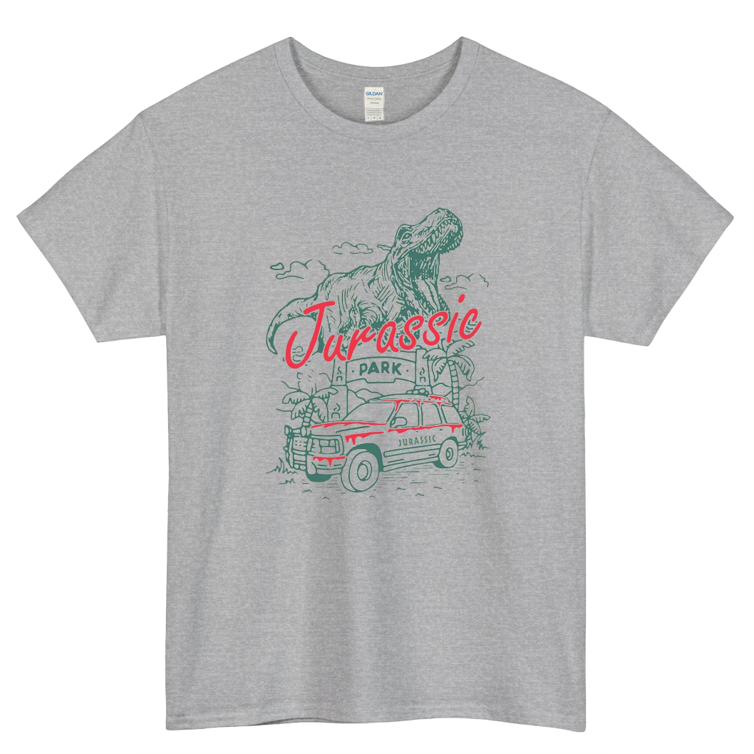 Jurassick Park Car and T-Rex SHORT SLEEVE T SHIRT S-5XL- P