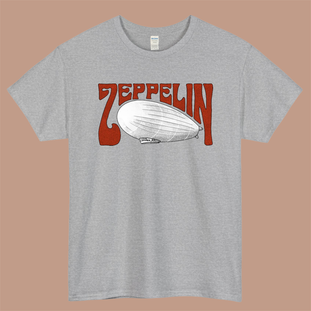Led Zeppelin Logo Mens Unisex Short Sleeve Gray T-Shirt Size S-3XL