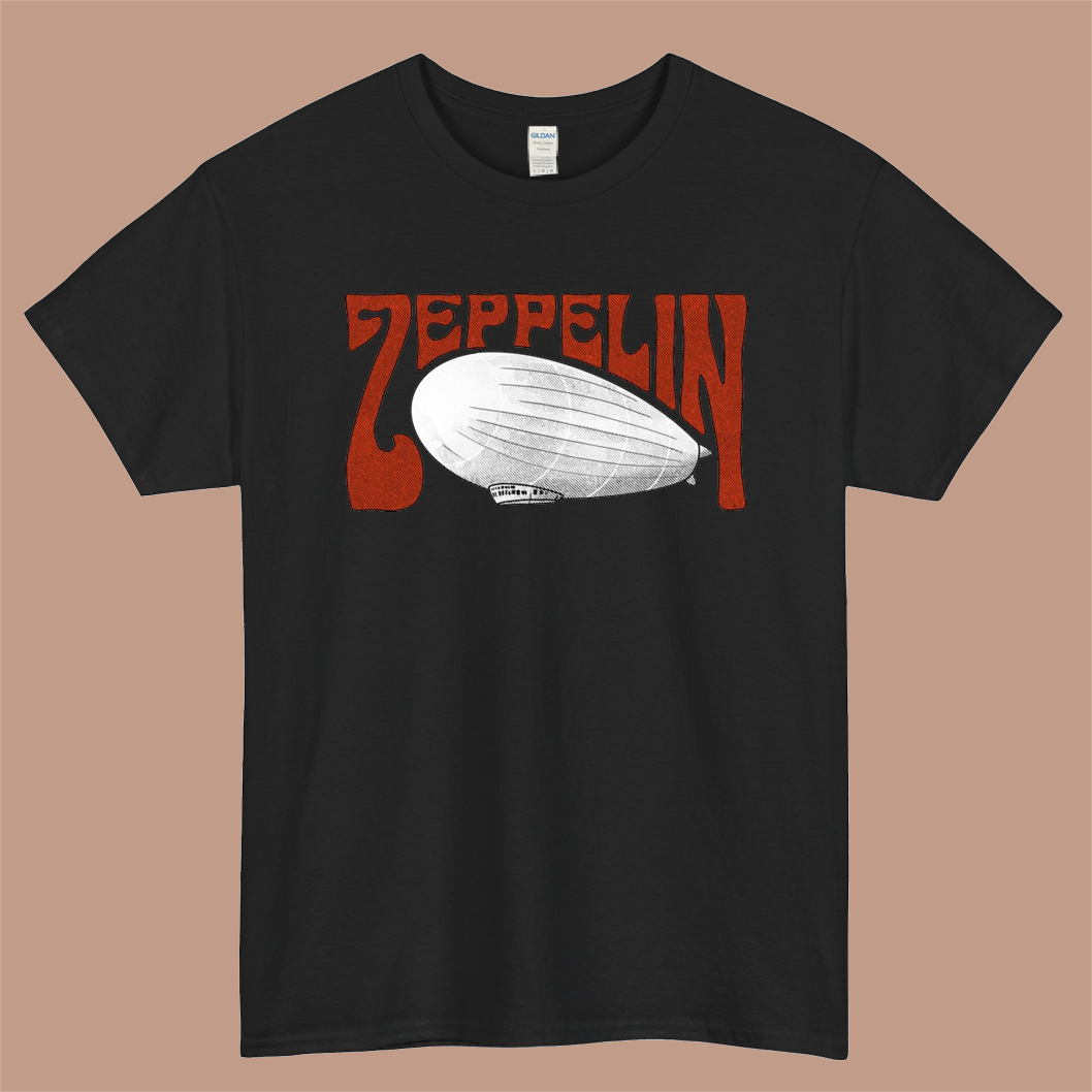 Led Zeppelin Logo Mens Unisex Short Sleeve Black T-Shirt Size S-3XL