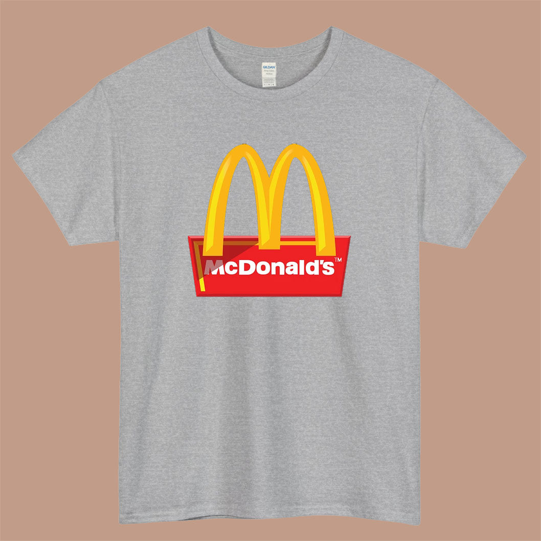 MCD McDonald's Logo Mens Unisex Short Sleeve Gray T-Shirt Size S-3XL