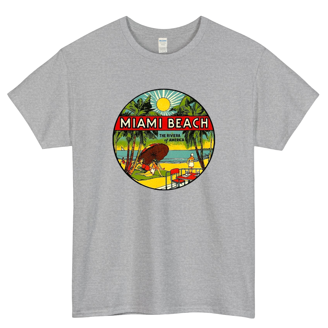 MIAMI BEACH Logo Mens Unisex Short Sleeve T-Shirt Size S-3XL - P