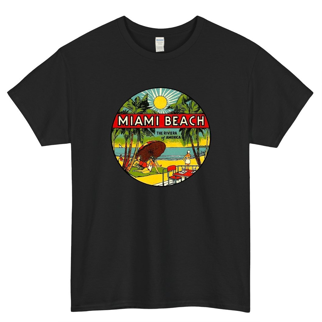 MIAMI BEACH Logo Mens Unisex Short Sleeve T-Shirt Size S-3XL - P