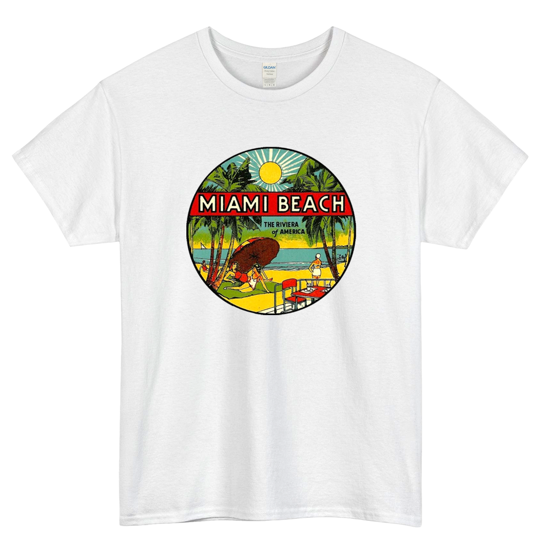 MIAMI BEACH Logo Mens Unisex Short Sleeve T-Shirt Size S-3XL - P