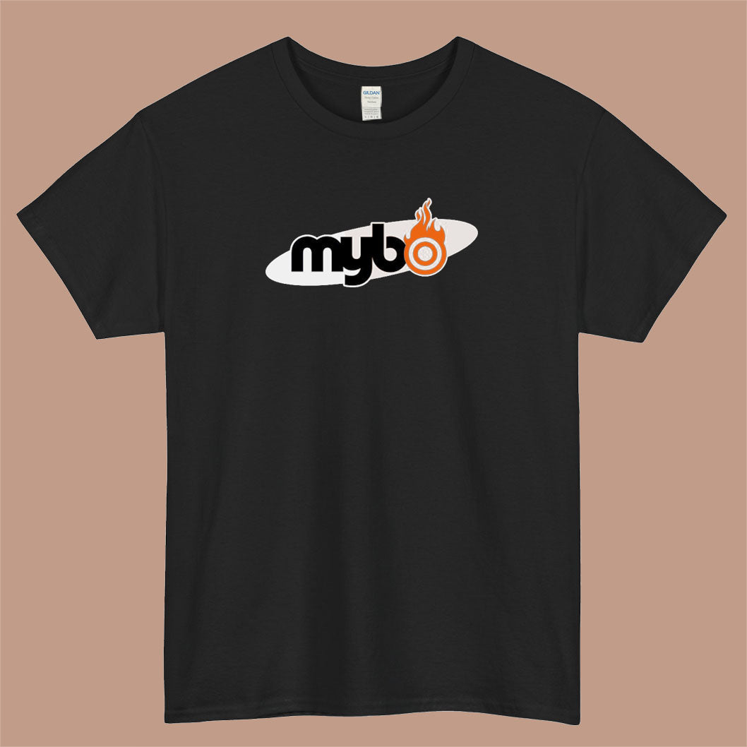 MYBO COM Logo Mens Unisex Short Sleeve Black T-Shirt Size S-3XL