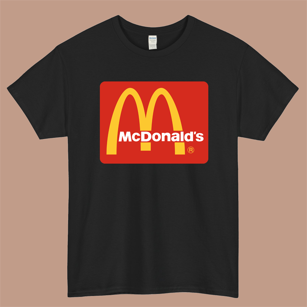 McDonald Classic Logo Mens Unisex Short Sleeve Black T-Shirt Size S-3XL