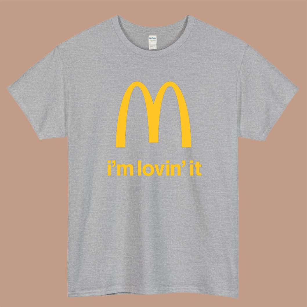 McDonald's I'm Loving It Logo Mens Unisex Short Sleeve Gray T-Shirt Size S-3XL