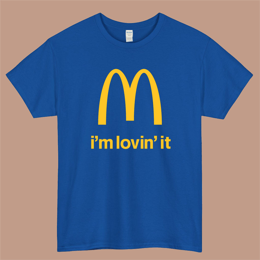 McDonald's I'm Loving It Logo Mens Unisex Short Sleeve Blue T-Shirt Size S-3XL