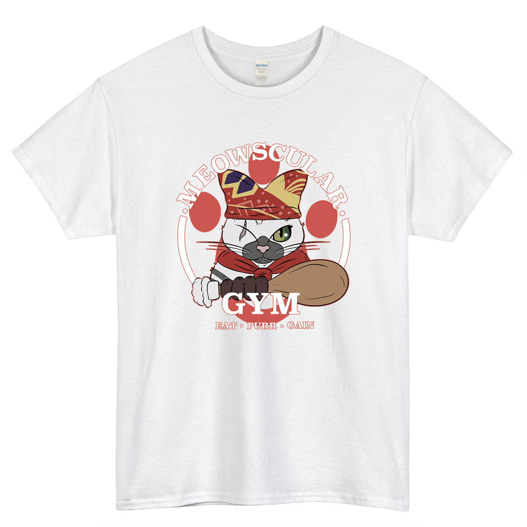 Meowscular Gym Fitted Logo Mens Unisex Short Sleeve T-Shirt Size S-3XL - P