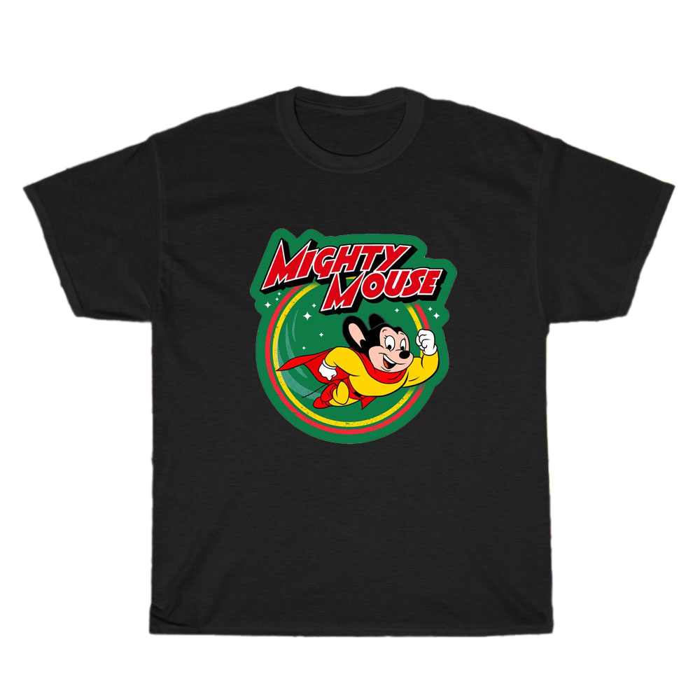 Mighty Mouse Cartoon Retro TV Series Logo Men's Unisex T Shirt Size S to 3XL