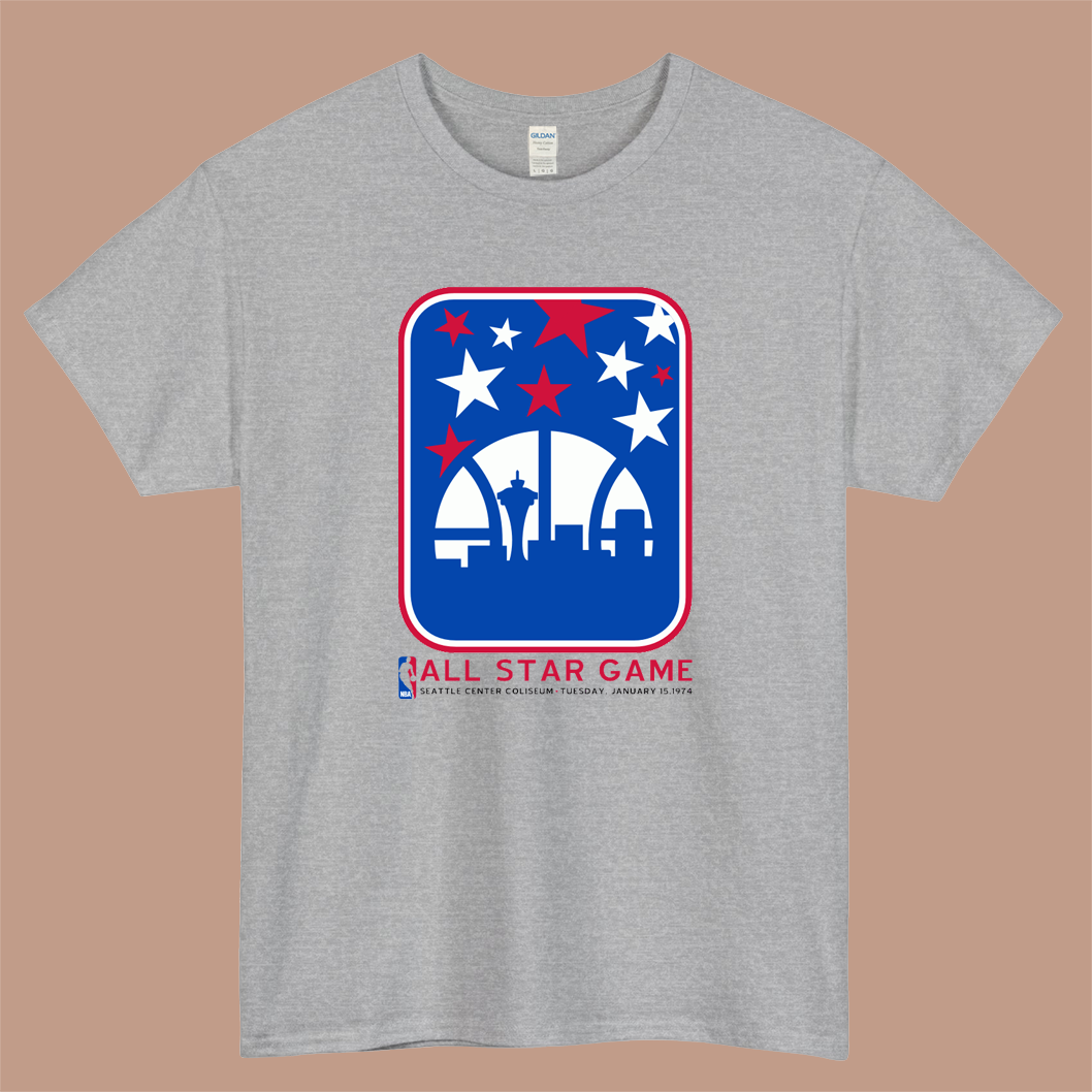NBA All Star Game 1973 Logo Mens Unisex Short Sleeve Gray T-Shirt Size S-3XL