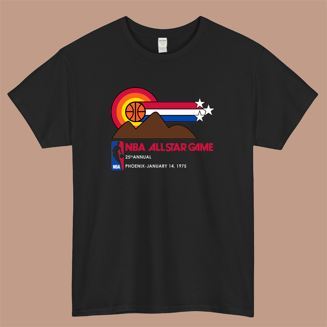 NBA All Star Game 1974 Logo Mens Unisex Short Sleeve Black T-Shirt Size S-3XL