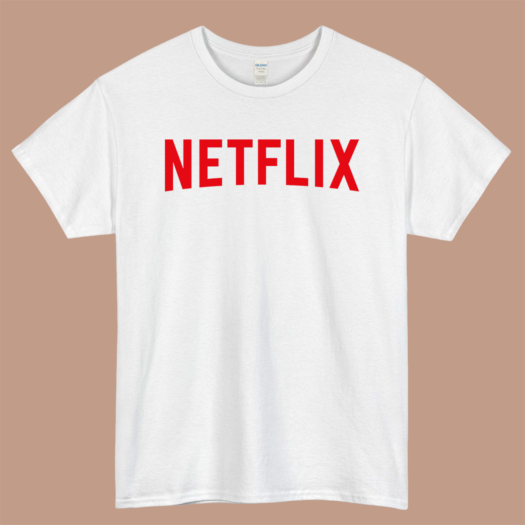 NETFLIX Logo Mens Unisex Short Sleeve White T-Shirt Size S-3XL