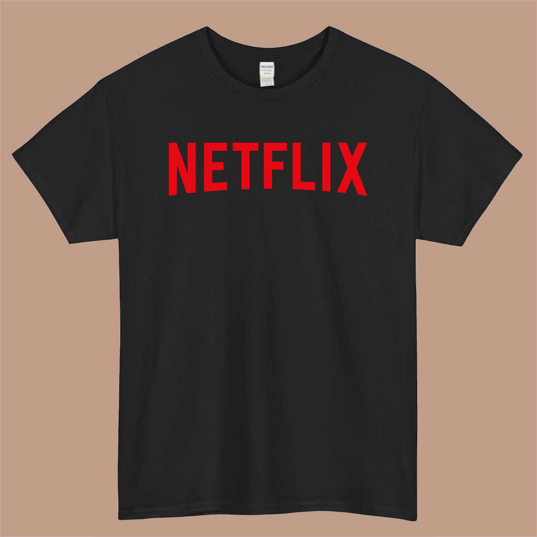 NETFLIX Logo Mens Unisex Short Sleeve Black T-Shirt Size S-3XL